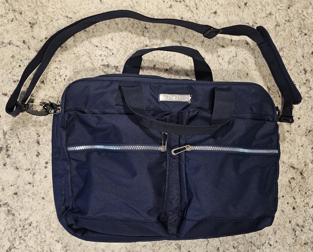 Bella Russo Blue Solid Laptop Shoulder Messenger Bag w/ Adjustable Strap